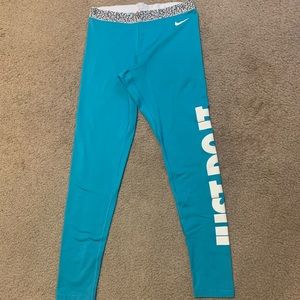Blue Nike “Just Do It” Leggings Size L